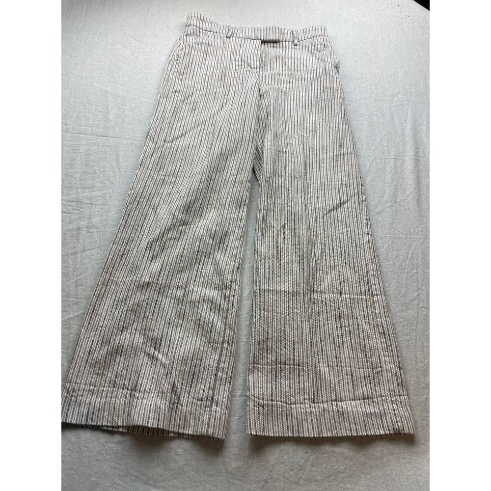 Express Wide Leg Pinstripe Linen-Blend Pants in White and Black